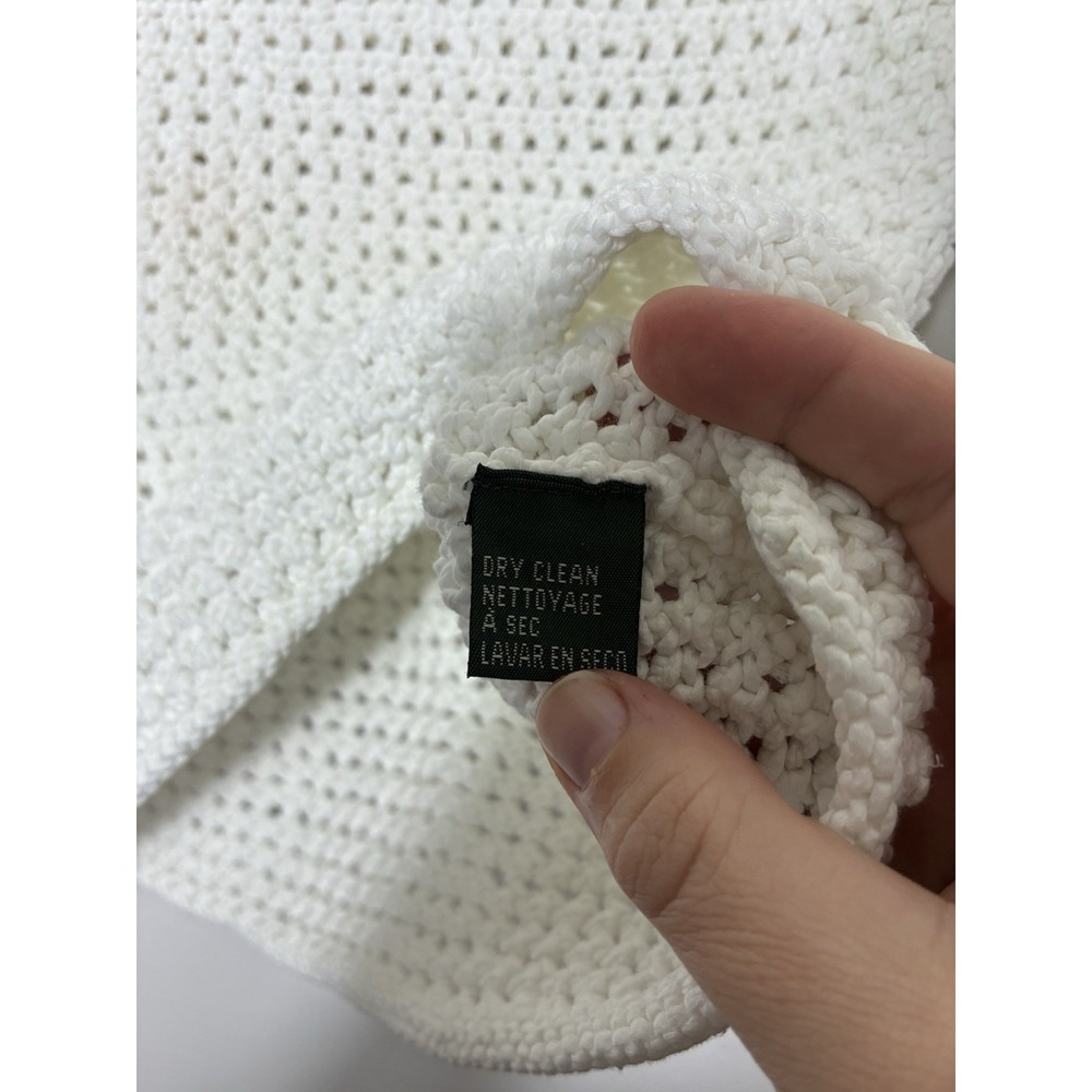 Lauren Ralph Lauren Hand Knit Sweater Sz M Cotton Crochet Minimalist 3/4 Sleeve - Picture 3 of 7